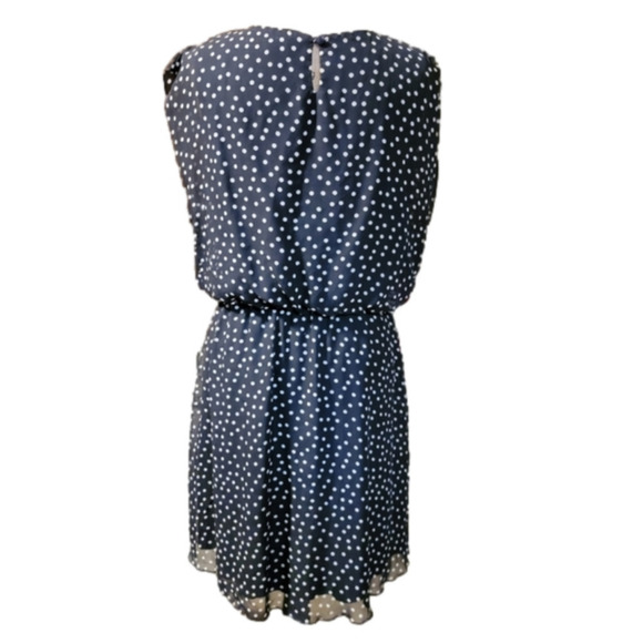 Tacera Navy with White Polka Dot Mini Dress. Excellent Condition. Size  L. - Picture 2 of 5